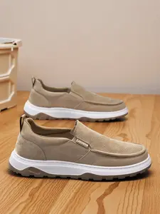 New Men's One-Step Slip-On Flat Casual Breathable Mesh Thick Sole Loafers, Soft Bottom Middle Aged Dad Walking Shoes, No Tie Daily Commute Car Shoes, Footwear