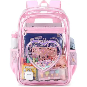 Clear Backpack, Heavy Duty Thick TPU Clear Bookbag, Transparent Bookbag Stadium Events, See Through Large  Backpack for School  Girls Women Travel  College Concert,