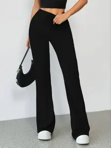 Women's Summer Straight Leg Drawstring Flare Pants, Soft Comfortable Casual Fashion, Fitted Style for All Seasons