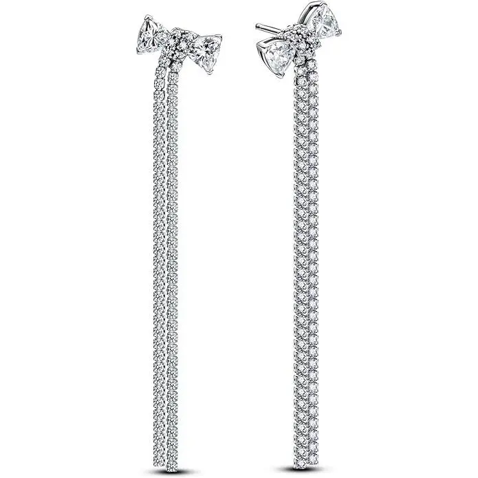 Pandora Timeless Pave Bow Drop Earrings 293544C01, Everyday, Elegant