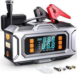 Jump Starter with Air Compressor, 8000A Car Battery Jump Starter (9.0 Gas/8.0L Diesel), 180PSI Car Battery Jumper Starter Portable 12V Jump Box with Jumper Cables, LED Light, Power Bank, LCD Display