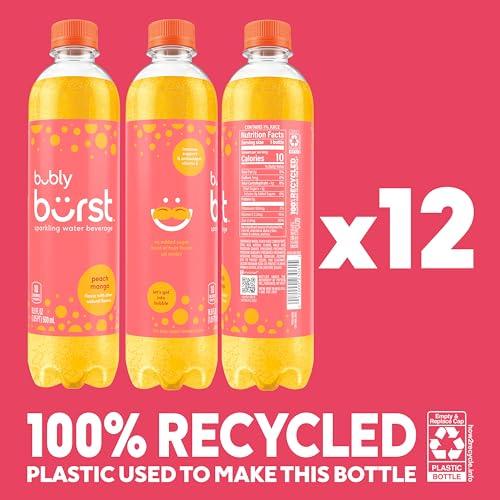 bubly burst, Peach Mango, 16.9 FL Oz Bottles (Pack of 12)