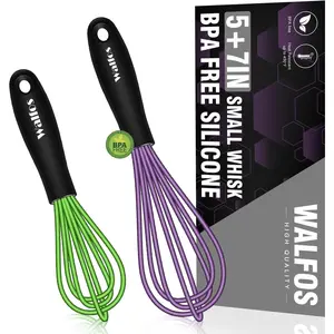 Small Silicone Whisk,Mini Silicone Whisk,Small Whisk,Non Scratch Rubber Coated Whisk, 5.5+7.5inch Tiny Whisk Suitable for stirring individual eggs and mixing small amounts of powder and sauce.