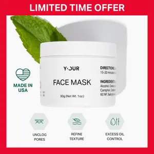 Purifying Clay Mask by Y'OUR | Detoxifying & Minimize Pores | Clear Acne | Glycolic Acid, Salicylic Acid & Bentonite Clay, Valentine gift for her