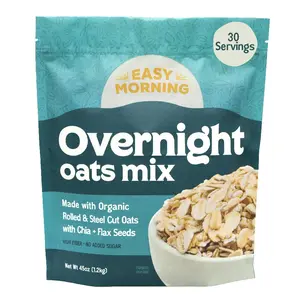 Easy Morning Overnight Oats ⎸ Organic Mix of Rolled Oats, Flax, Chia, Steel Cut Oats ⎸ Make in Overnight Oats Containers with Lids, Then Wake Up to Your Perfect Breakfast