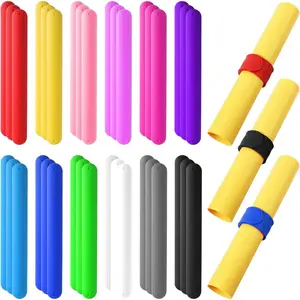 36 Pcs Silicone Wrapping Paper Roll Holder Clips – 12 Vibrant Colors, Steel-Reinforced Snap Bands for Christmas, Office, and Craft
