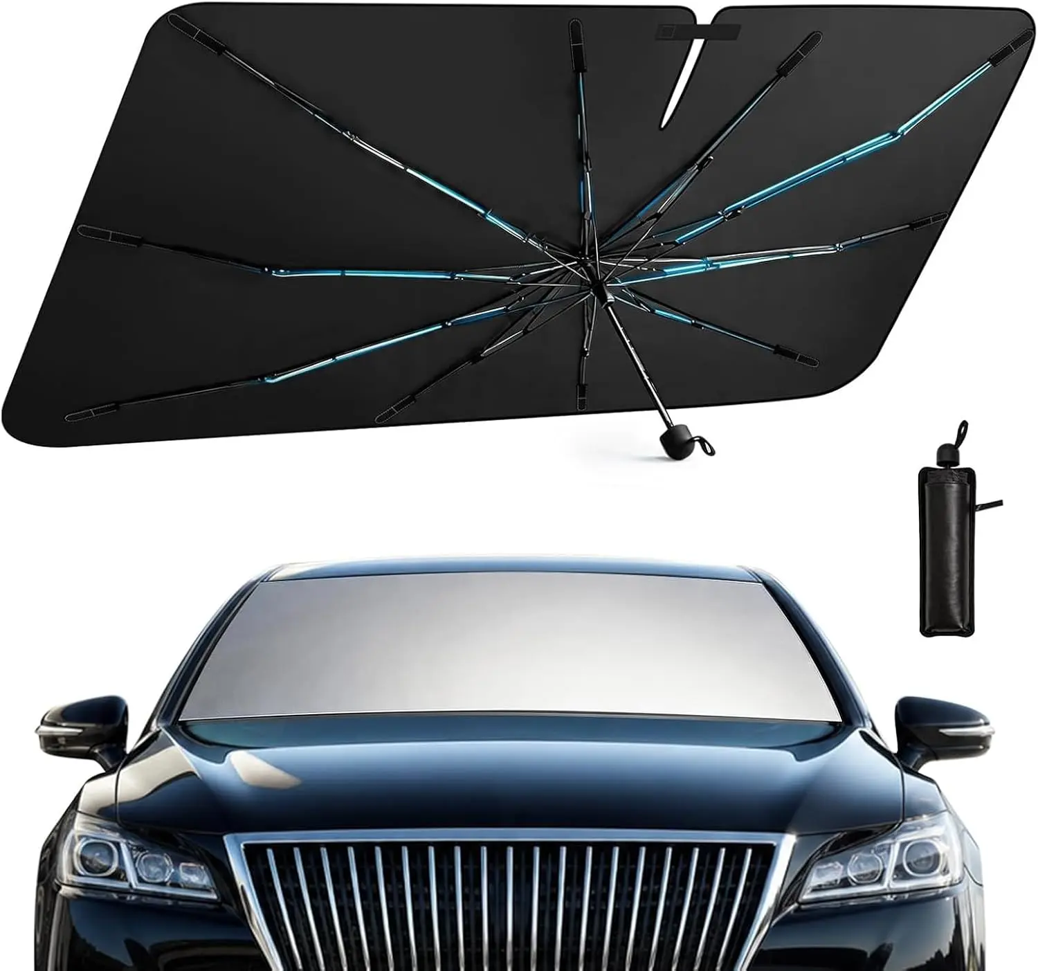 [FS] Car Sunshades for Windshield, Foldable Quick-Open Collapsible Automotive Front Visor Cover, Lightweight Portable Heat-Insulating Summer UV Protection Auto Interior Accessory