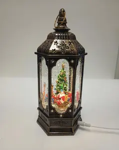Lighted Snow Lantern Musical Christmas Lantern with Elegant Design and Glittering Effect