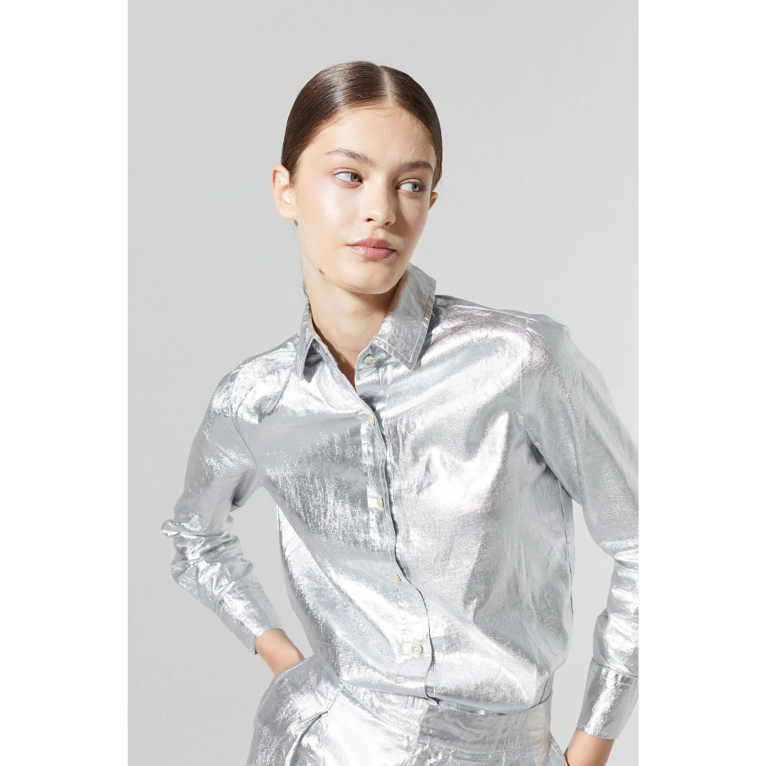 San Marino Metallic Shirt in Silver, from Lanhtropy