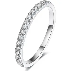 Lab Grown  Wedding Rings, 0.3-0.42 Carat, Eternity Rings in 18K White Gold & Sterling Silver Size 4-11 princess cut ring halorings