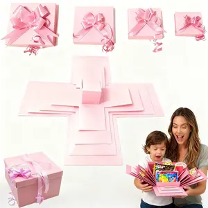 5-Layer Valentine's Surprise Gift Box with Ribbon - Multi-Compartment Chocolate & Candy Organizer, Romantic Gift Set for Couples, Birthday Gift Box