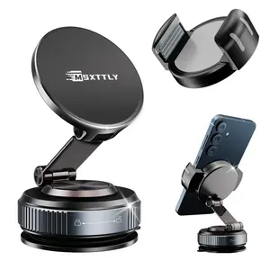 MSXTTLY 2026 Vacuum Magnetic Phone Holder for MagSafe, 360° Adjustable Foldable Suction Phone Mount with Strong Vacuum Lock, for Car, Gym, Home, Office & Mirror, Universal for All Phones