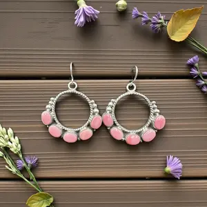 Ring - Queen Pink Shell and Sterling Silver - Hook Earrings - Marcella James - Handcrafted Native American