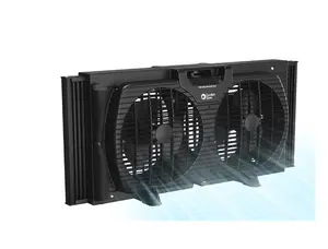 Comfort Zone 9" Twin Window Fan with Quiet Setting, 3-Speeds, Auto-Locking Expanders, Black