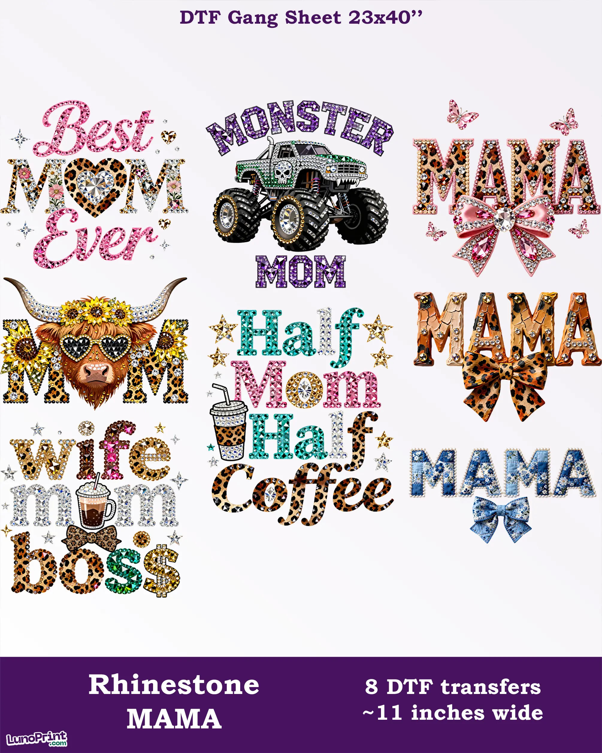 Faux Rhinestone Mama DTF Gang Sheet