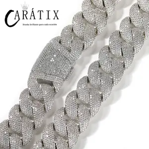 CARÁTIX - 24mm Big Heavy Hip Hop 5A+ CZ Stone Bling Iced Out Solid Bubble Round Cuban Miami Link Chain Necklaces for Men Rapper Jewelry Valentine's Day Gift for Men & Girls & Boys Mothers' Day Gift #Springtok