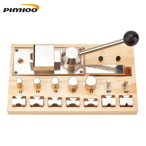 Wooden Base Ring Bender Machine - Professional Jewelry Ring Bending Tool with 12-22mm Dies & 45/90° Forming Jigs