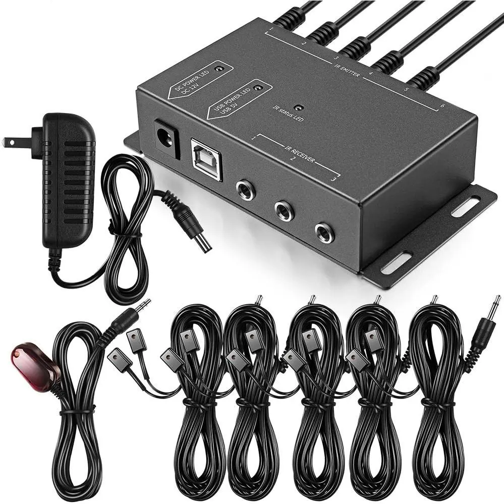Hidden Infrared Repeater System Kit - Hidden Setup for Home Use, Controls Up to 10 Devices, Includes IR Receiver, Emitter Cables, Power Adapter, Compatible with Dish Network, Onkyo, Marantz, Denon, Cisco