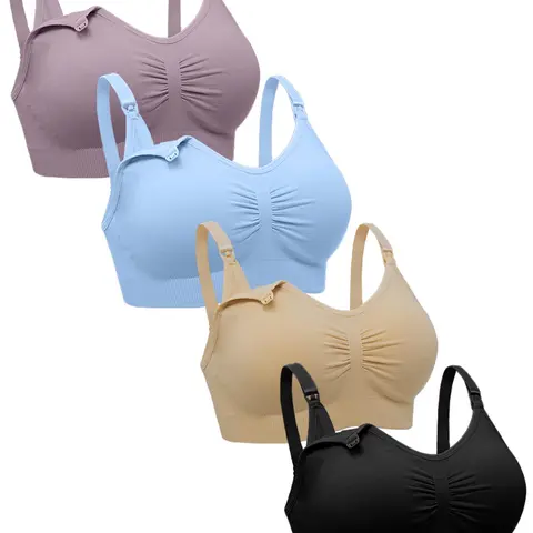 4-Pack Nursing Bras, Breastfeeding Bras, Soft Seamless Maternity Bras, Comfortable Supportive Nursing Underwear, Maternity Undies for New Moms, Casual Everyday Wear, Pregnancy Maternity Bra, Maternity Supplies