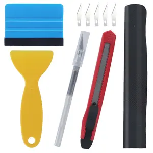 1 Set Carbon Fiber Car Vinyl Wrap Roll Tool,Including 50x200 cm Matte Black Window Film,Vehicle Tinting Squeegee Kit with Razor Knife,Scraper for Auto Interior DIY,Fathersdaygift,Hand Tools Kits