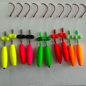 FIREFLY SANTEE variety 10pc rig set 6-8-10/0 hooks 3” and r faddy floats