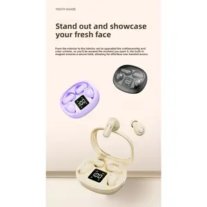 SK35 Mini Bluetooth Sleep Headset – 4-Piece Chargeable Compact Invisible In-Ear Audio Device, Wireless, Over-Ear Charging Case with Cleaning Kit, LED Lights, Digital Display, Foldable Portable Karaoke Speaker for Outdoor Use