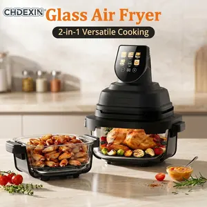 CHDEXIN |   [5-in-1 Glass Air Fryer] ,90% Less Oil, 1500W Fast Heating, Dishwasher Safe, Perfect for Family or Single Meal