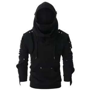 Men Hoodies Retro Street Clothing Soft Medieval Style Cosplay Long Sleeve Travel Solid Hooded Hoodie  Hoodies Man Menswear Sweatshirts