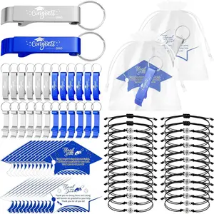 24Sets Blue and Silver Graduation Decorations 2026 Bulk Gifts, Congrats Grad Bottle Opener Keychains Thank You Cards Black Bracelets Goodie Bags Party Favors