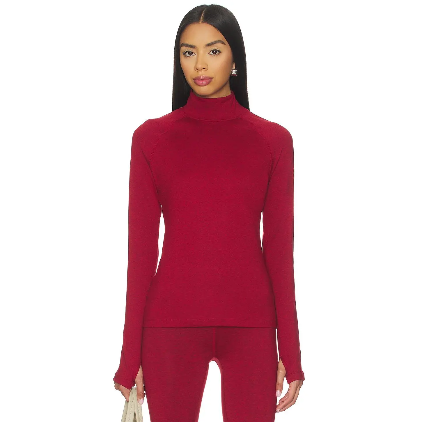 Varley Always Warm Mock Neck Baselayer Top in Red Dahlia Marl