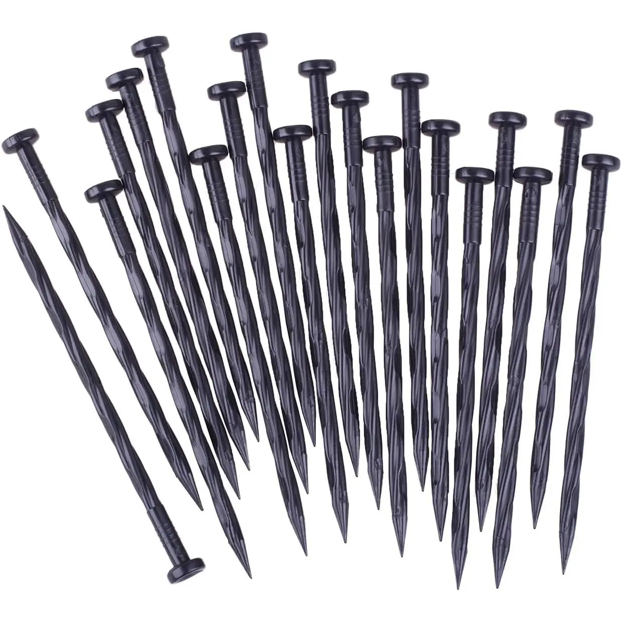 50 count Landscape Anchoring Spikes, 8 Inch Spiral Plastic Landscape Spikes for Garden Lawn Yard, Paver, Weed Barrier, Artificial Turf