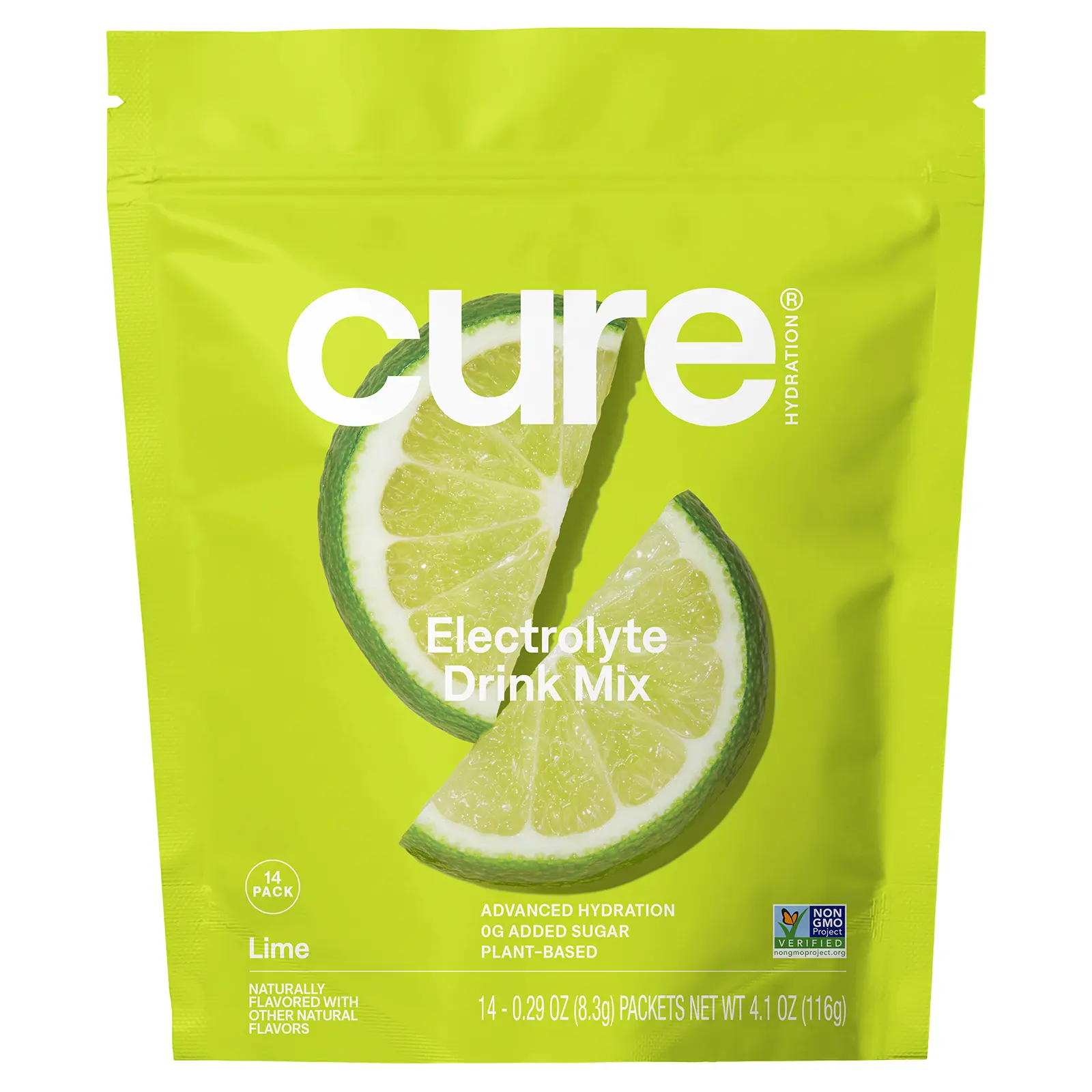 Cure Hydration Hydrating Electrolyte Mix, Lime, 14 Packets, 0.29 oz (8.3 g) Each | HSA/FSA Eligible