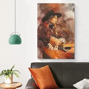 Waylon_Jennings Singing Live Color Art Poster Home Bedroom Decor Music Wall Art
