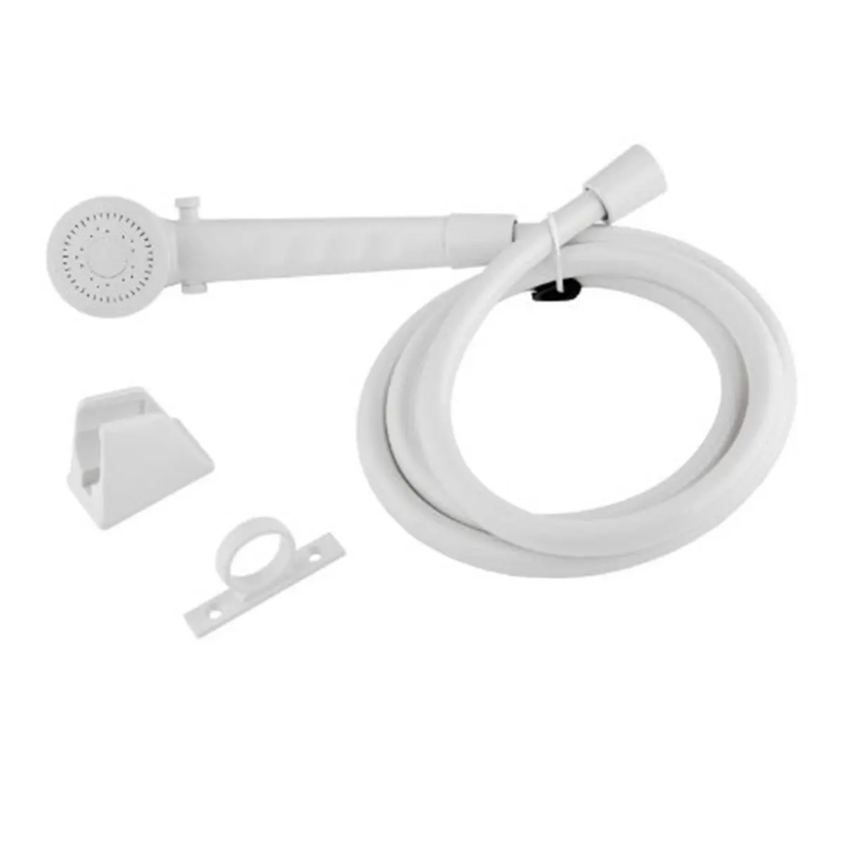 Dura Faucet DFTDF-SA130-WT Modern RV Shower Head & Hose, White, Light Weight Synthetic Resins Construction, Switch On Shower Head with Trickle Valve Switch, Modern Rv Shower Head And Hose, Water Saving Trickle Valve