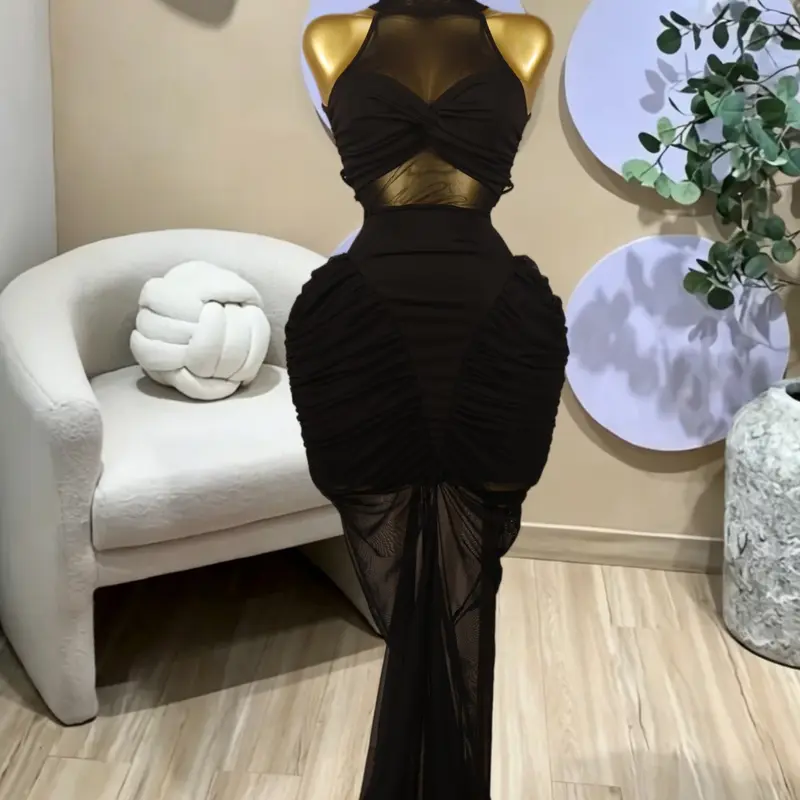 PILKRITU Elegant Women's Sexy Sleeveless Pleated Long Prom Dress, Summer Fashion Party Outfit Birthday Gown, Lady Casual Dresses,Female Brunch Dresses,Graduation Dress, Elegance
