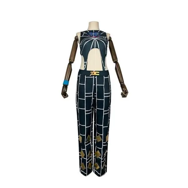 Women's JoJo's Bizarre Adventure 1:1 Recreation Cosplay Jumpsuit & Top Set - Matching Fabric Costume with Accessories, for Cosplay Conventions & Halloween, Hand Washable, Fit