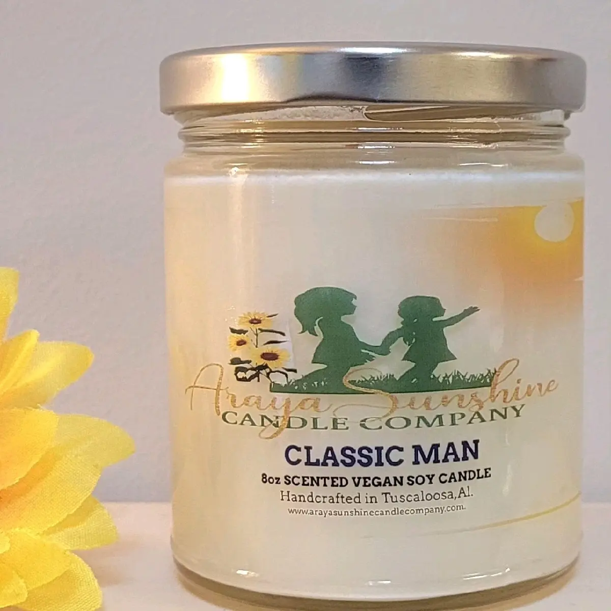 Classic Man scented soy vegan candle 8oz.