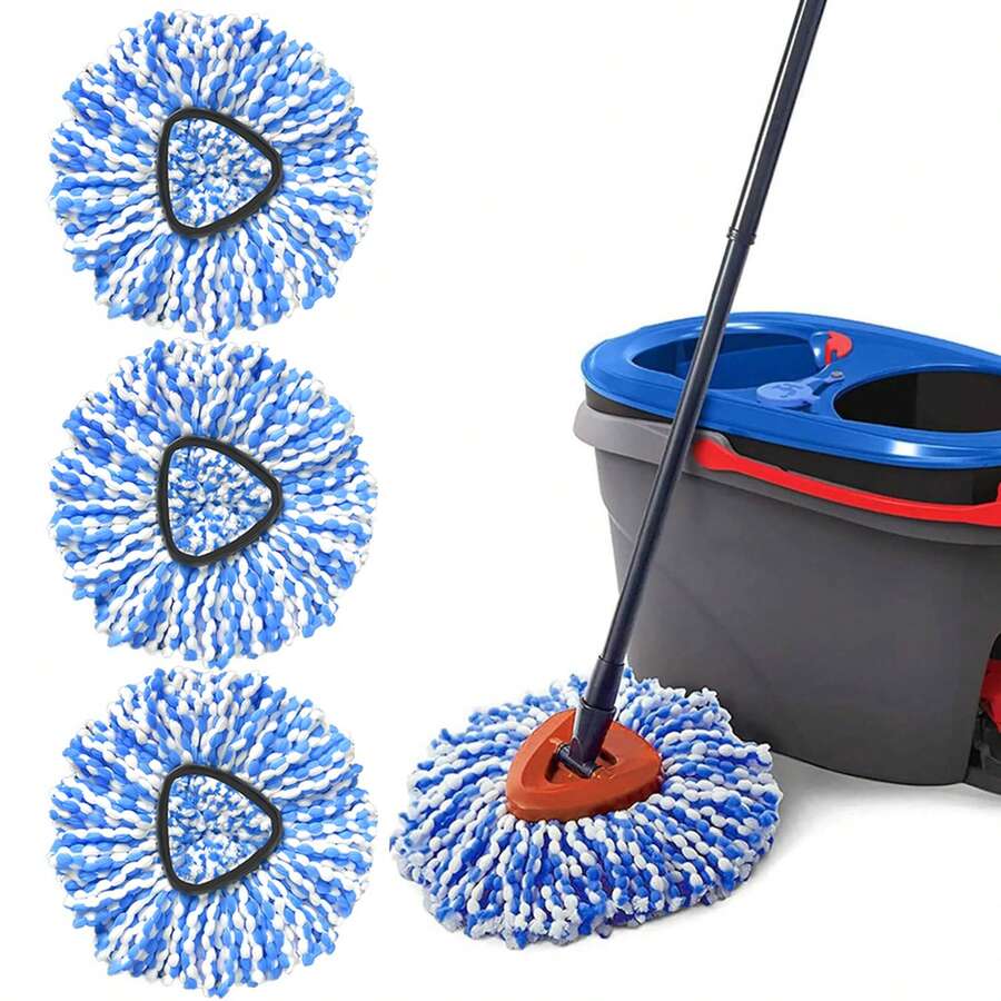 [3/5-piece set] Mop replacement head (only applicable to dual-tank system), rotating mop replacement head, easy to clean, microfiber replacement head, machine washable