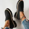 Women's Thick-Soled PU Leather Platform Loafers, Slip-On Shoes, Casual Summer Shoes, Versatile Shoes, Casual Style with Height-Increasing Comfort, Perfect for Commuting, Leisure Outings and Light Social Events