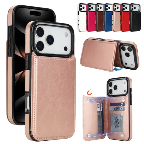 Oceantree For iPhone 18 Pro Max 17 16 15 13 12 PU Leather Wallet Case for iPhone, Phone Case with Card Holder, Magnetic Closure & Kickstand, Slim Protective Cover with Camera Protection