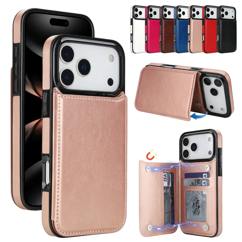 Oceantree For iPhone 18 Pro Max 17 16 15 13 12 PU Leather Wallet Case for iPhone, Phone Case with Card Holder, Magnetic Closure & Kickstand, Slim Protective Cover with Camera Protection