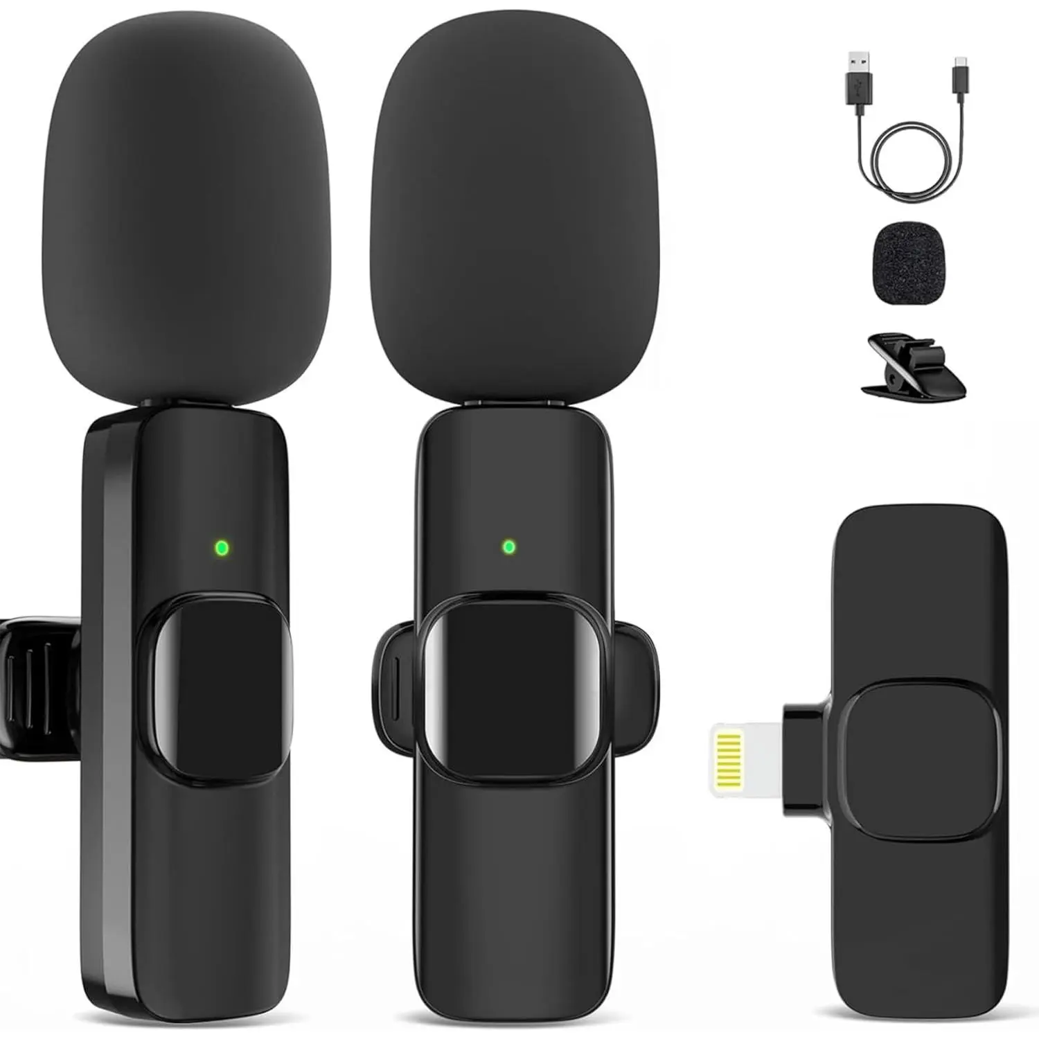 Microphone for , 2 Pack  Microphones, Mini Mic, Lavalier, Recording Lapel Mic, Plug-Play, Clip On Microphone with Noise Reduction for Interview/ (for iPhone14 and Below)