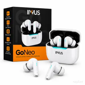 IIWUS Go Neo White Wireless Earbuds Bluetooth 6.0 | Dual-MIC ANC Active Noise Cancelling | 45ms Low Latency | 26H Playtime