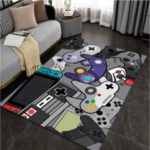 Retro Video Game Controllers & Consoles Flannel Area RugOversized Soft Plush Mat for Gaming Room&BedroomNonSlip Thick Nostalgic Game Pattern Home Decor for Gamer Enthusiasts #RetroGameRug #VideoGameControllersCarpet #GamerRoomDecor #FlannelMat #NonSlipRug