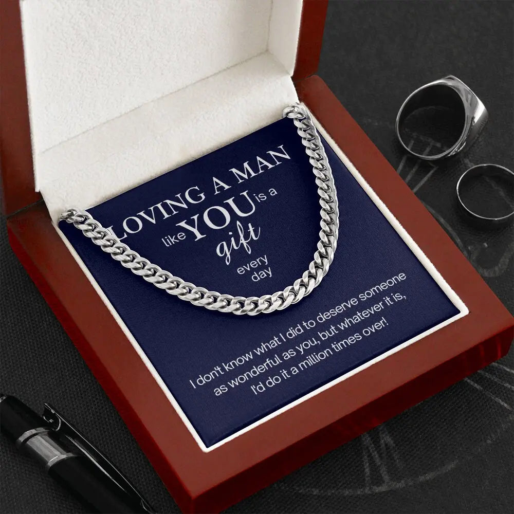Personalized To my Man, Cuban Link Chain for him, Boyfriend necklace, Boyfriend gift, Gifts for him, Boyfriend birthday, Boyfriend anniversary gift