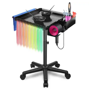 Rolling Salon Tray, Hairstylist Tray  Wheels with Holder and Hair Separator Stand for Salon Station, Salon Tray Cart, Salon Trolley Cart for Salon& Use