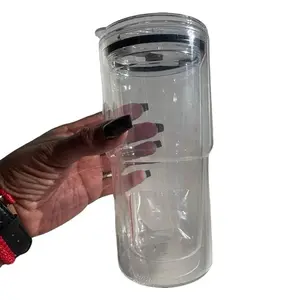 24oz Travelers Mug Build Your Own Snow Globe Clear Plastic Drinkware