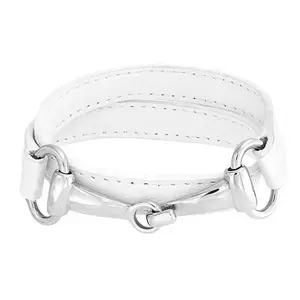 Fashion Red White Orange Black Brown Leather Double Wrap Bracelet with Horse Bit Fashionable Bangle Casual Trendy Jewelry