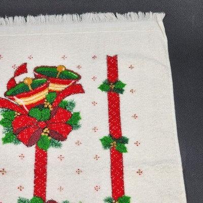 Cannon Terry Kitchen Towel Christmas Bells Ribbon Holiday Tea Dish Cloth 24" USA