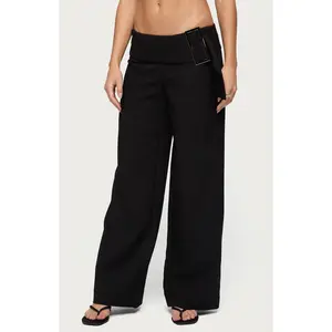 Edikted Women's Cerise Buckle Low Rise Baggy Pants